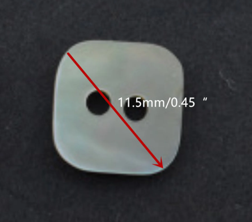Square Mother of Pearl Shell Buttons – 2-Hole – 11.5mm / 12.5mm – Pack of 50(B464)