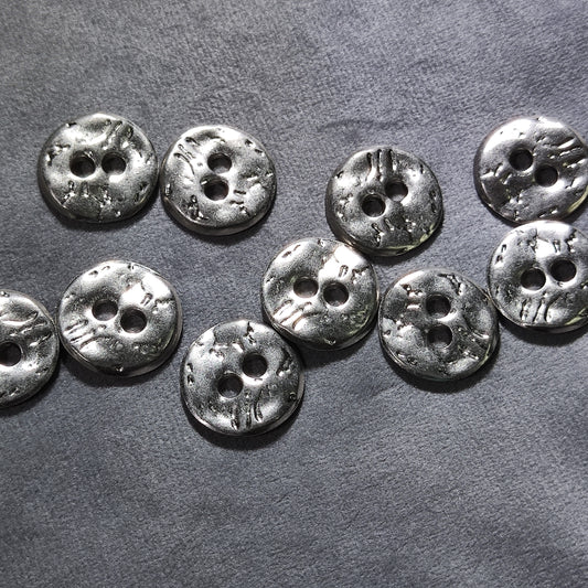 Antique silver tone metal buttons 2 hole 12mm 15mm 18mm 20mm
