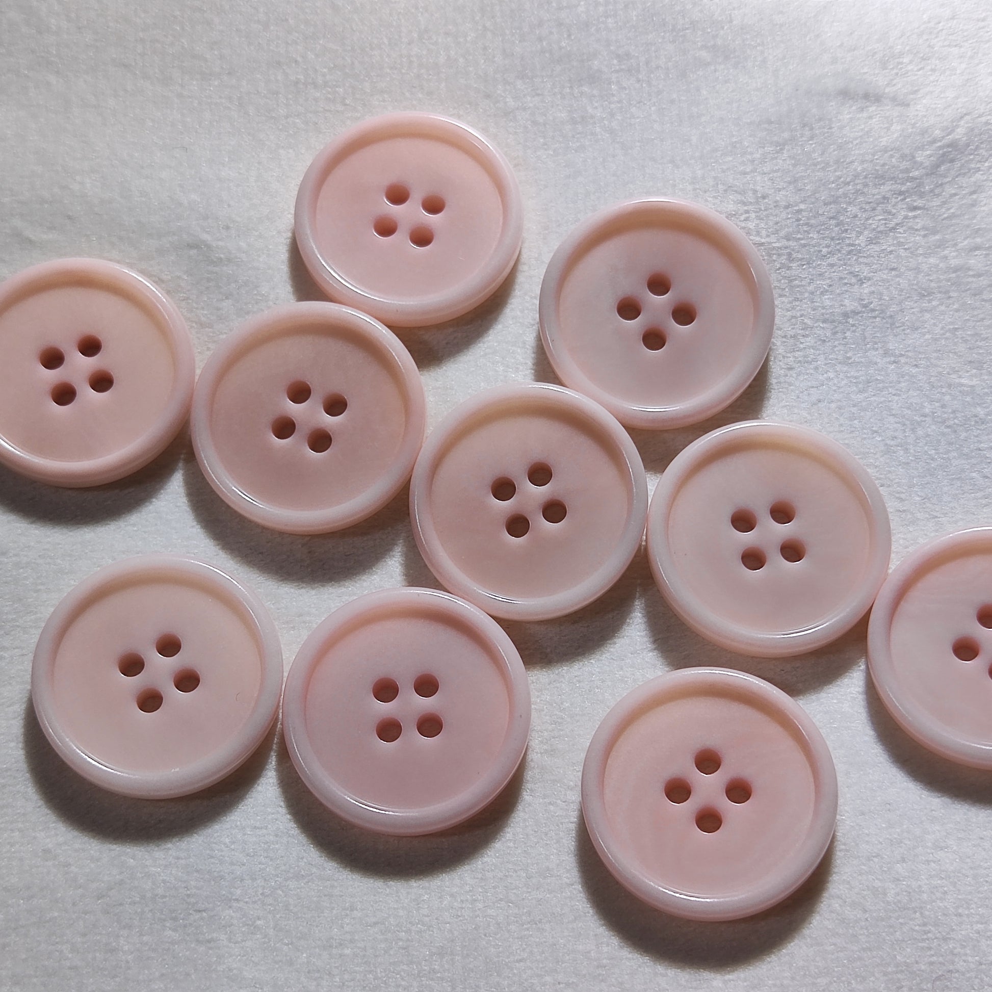 Blush Pink Corozo 4 Hole Buttons 15mm 18mm 20mm 23mm, pastel peachy tone