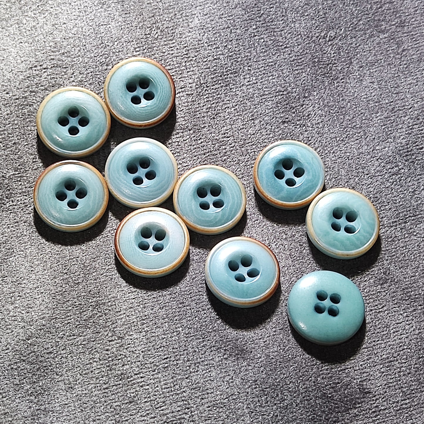 Teal Corozo Buttons - Burn Rim - 4 Hole - 12.5mm, Pack of 50(B1318)