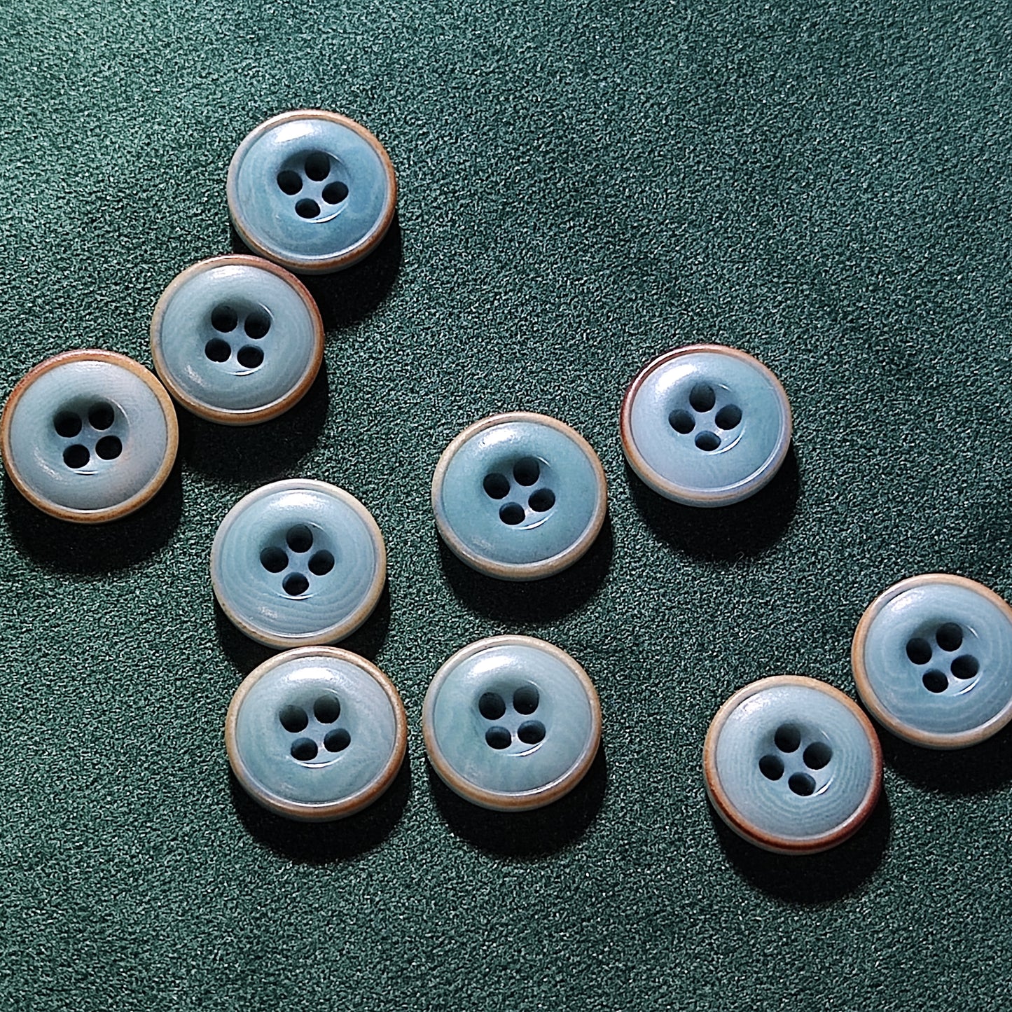 Teal Corozo Buttons - Burn Rim - 4 Hole - 12.5mm, Pack of 50(B1318)
