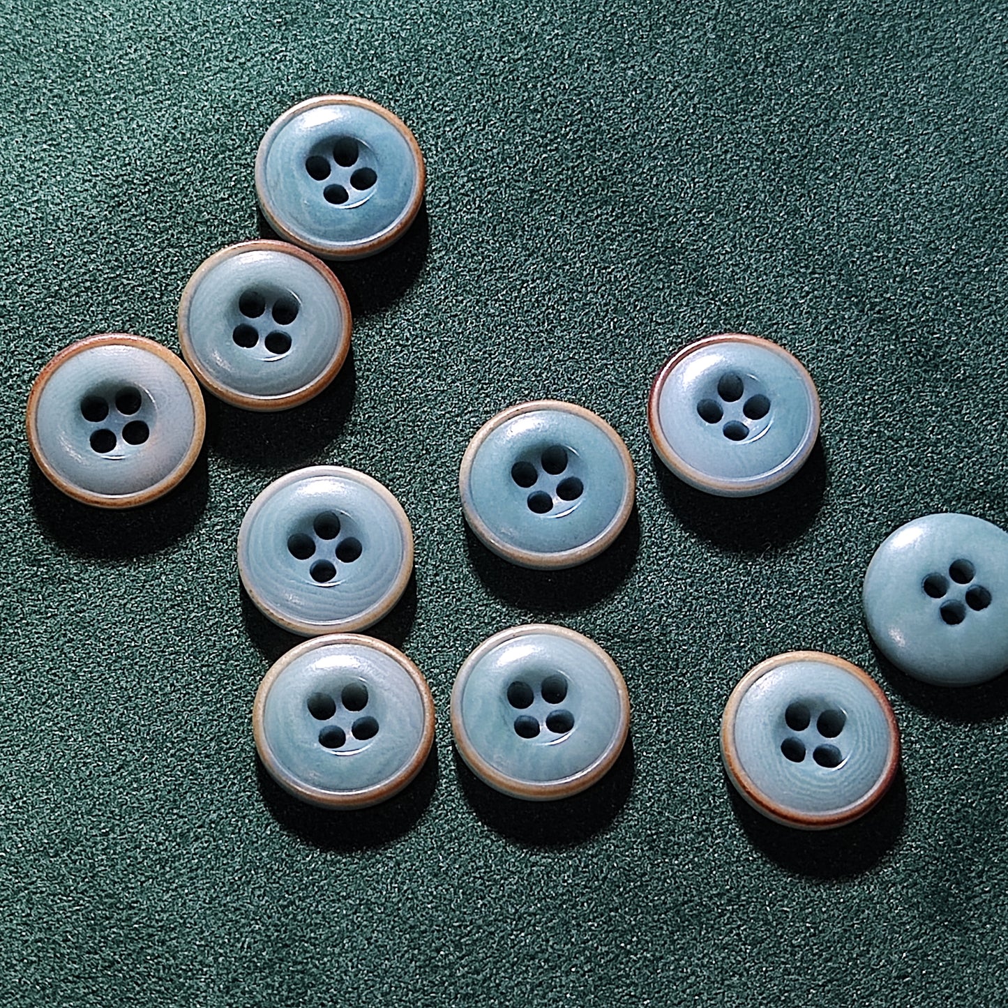 Teal Corozo Buttons - Burn Rim - 4 Hole - 12.5mm, Pack of 50(B1318)