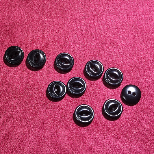 Jet Black natural corozo fish eye buttons with glossy finish in 11.5mm 15mm 18mm and 20mm Pack of 50