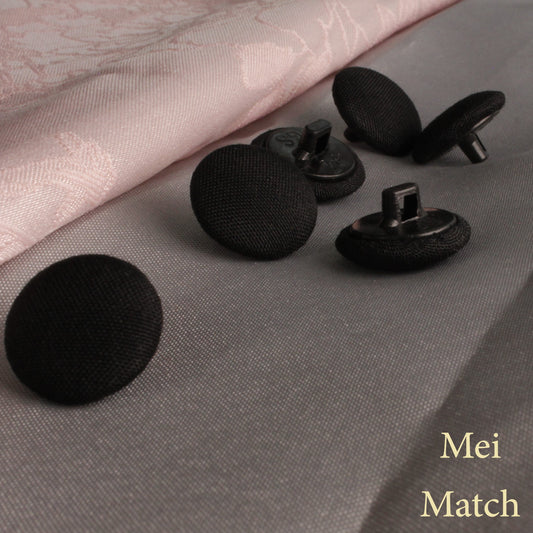 Black Fabric Covered Matte Textured Shank Buttons 10mm to 30mm