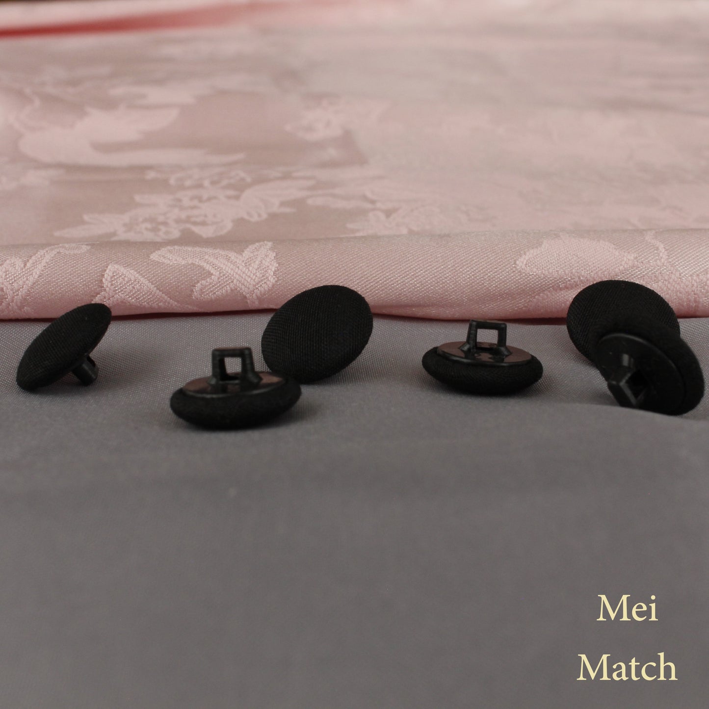 Black Fabric Covered Plastic Shank Buttons - Matte Textured Fabric - 10mm to 30mm - Pack of 50(B470)