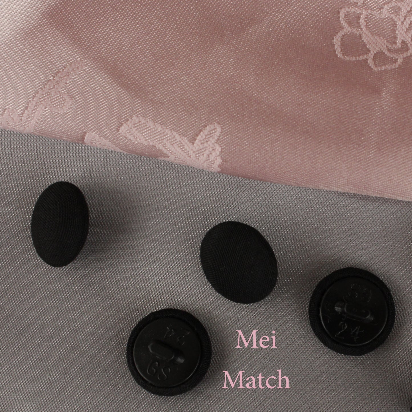 Black Fabric Covered Plastic Shank Buttons - Matte Textured Fabric - 10mm to 30mm - Pack of 50(B470)