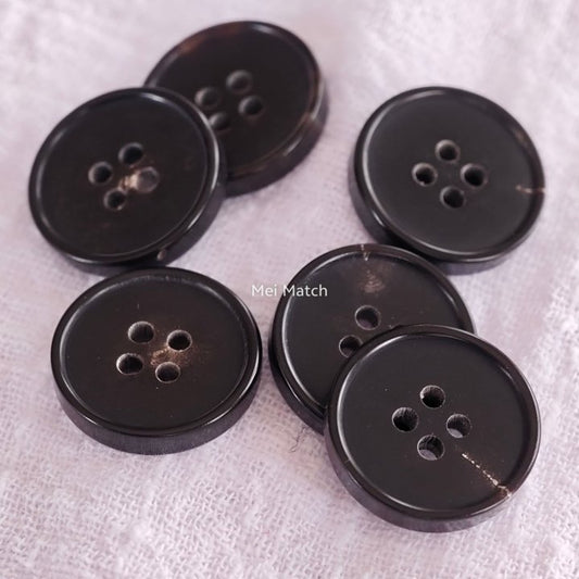 Black natural horn buttons 4 hole 15mm 18mm 20mm 23mm 25mm 28mm pack of 50