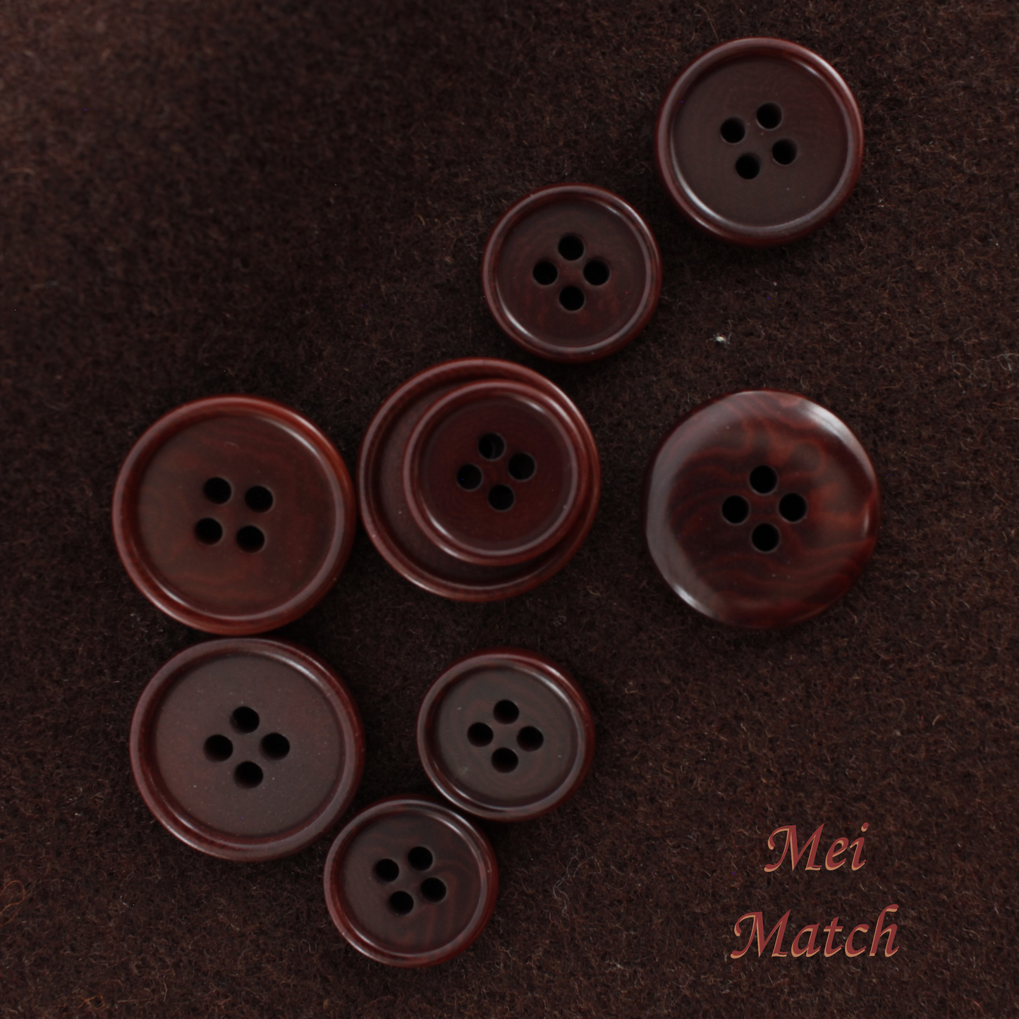 Wine Red Corozo Buttons - 4 Hole - 11mm, 15mm, 20mm, 25mm - Pack of 50(B1048)