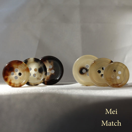 Natural Horn Buttons - 4 Hole-Light Tone Cream Beige or Dark Tone Smoky Beige - 15mm, 18mm, 20mm, 23mm, 25mm, Pack of 50(B120)