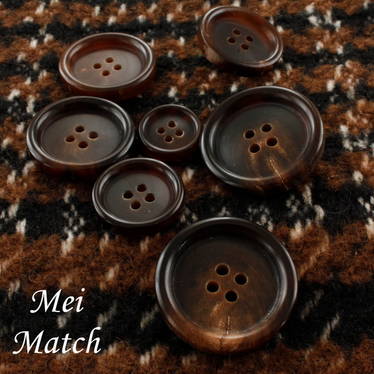 Dark Brown Horn Buttons – 4-Hole, 11.5mm to 30mm, Pack of 50(B262)