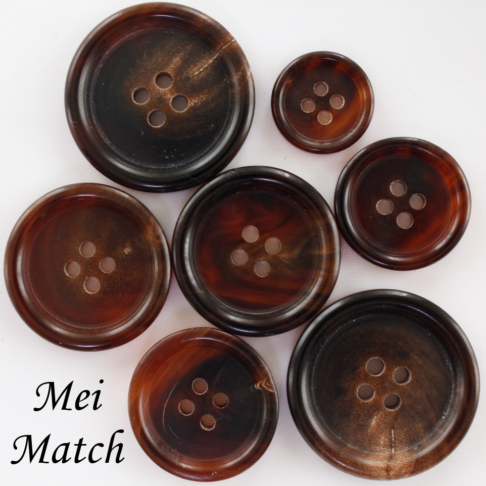 Dark Brown Horn Buttons – 4-Hole, 11.5mm to 30mm, Pack of 50(B262)