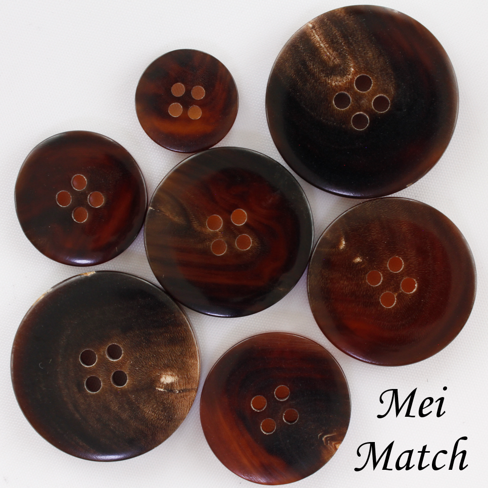 Dark Brown Horn Buttons – 4-Hole, 11.5mm to 30mm, Pack of 50(B262)