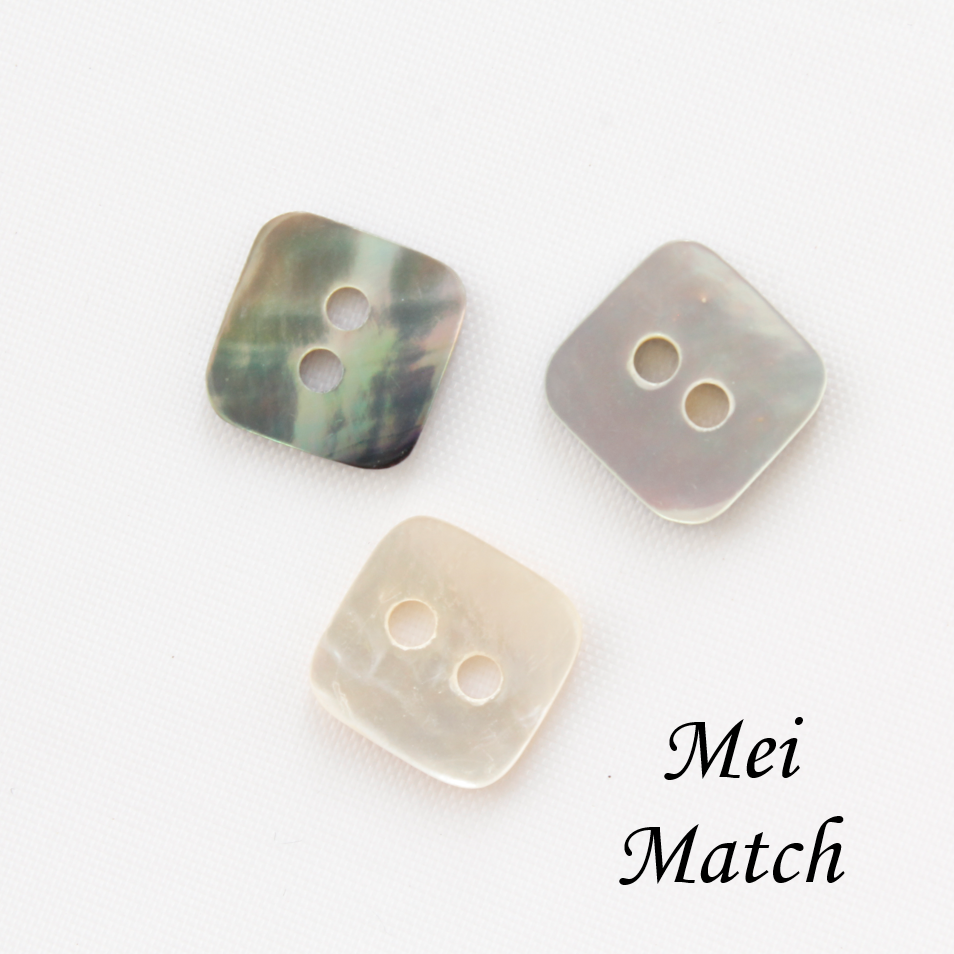 Square Mother of Pearl Shell Buttons – 2-Hole – 11.5mm / 12.5mm – Pack of 50(B464)
