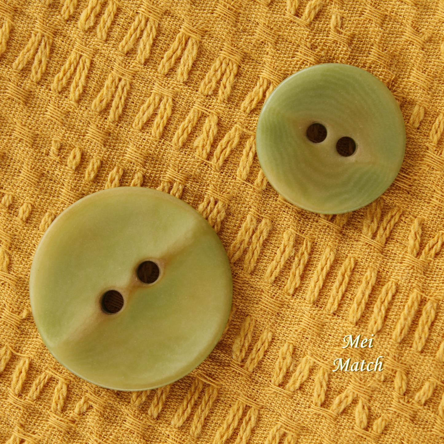 Apple Green Burnt Corozo Buttons - 2 Hole - 15mm, 17.5mm, 20mm, 23mm, 25mm - Pack of 50(B628)