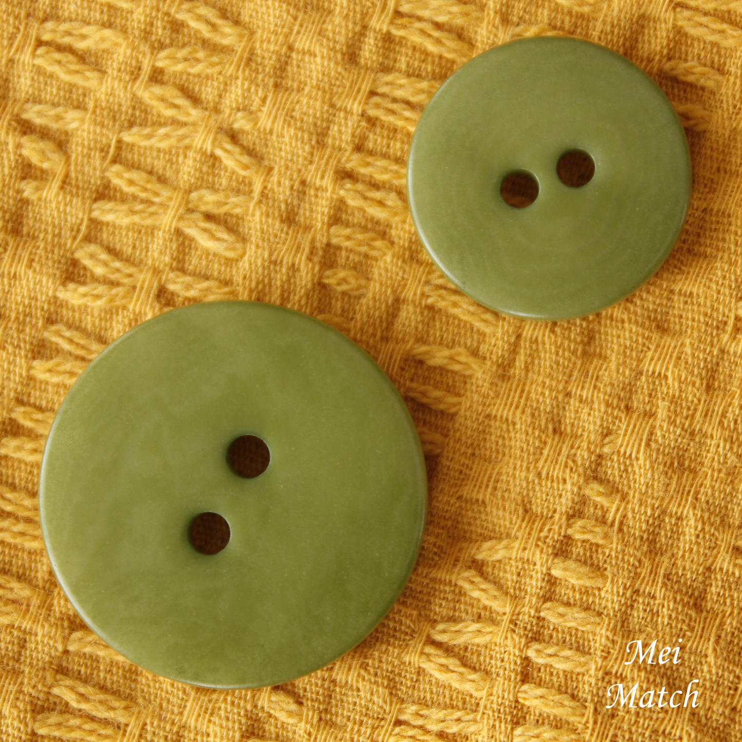 Apple Green Burnt Corozo Buttons - 2 Hole - 15mm, 17.5mm, 20mm, 23mm, 25mm - Pack of 50(B628)