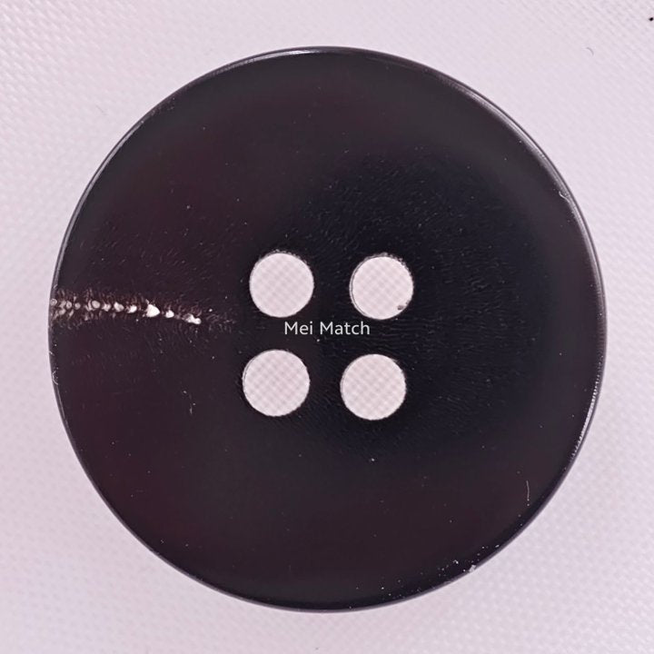 Black Natural Horn Buttons - 4 Hole - 15mm, 18mm, 20mm, 23mm, 25mm, 28mm, Pack of 50(B016)
